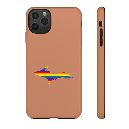 Michigan Upper Peninsula Tough Phone Case (Copper Color w/ UP Pride Flag Outline) | Apple iPhone