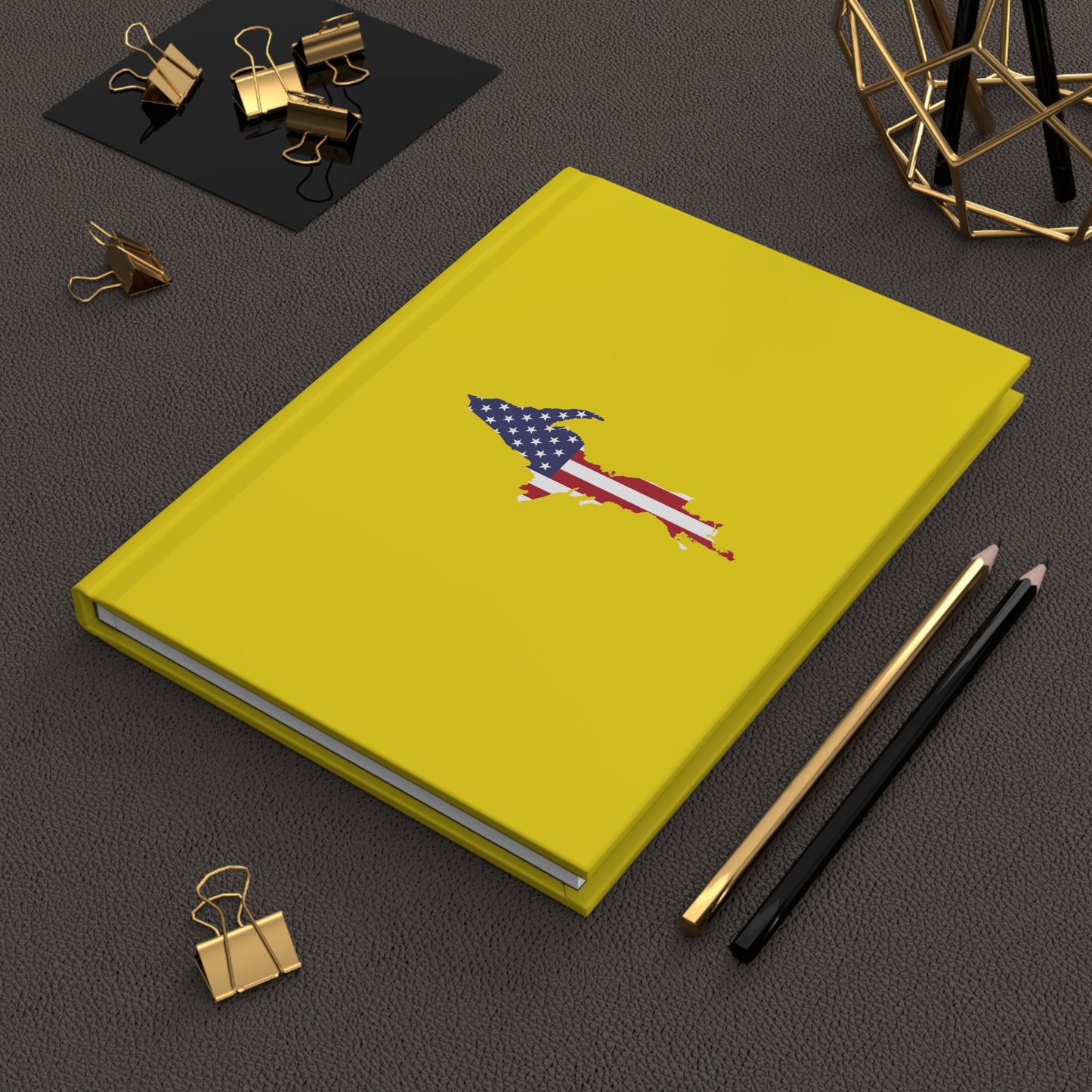 Michigan Upper Peninsula Hardcover Journal (w/ UP USA Flag) | Ruled - Gadsden Yellow