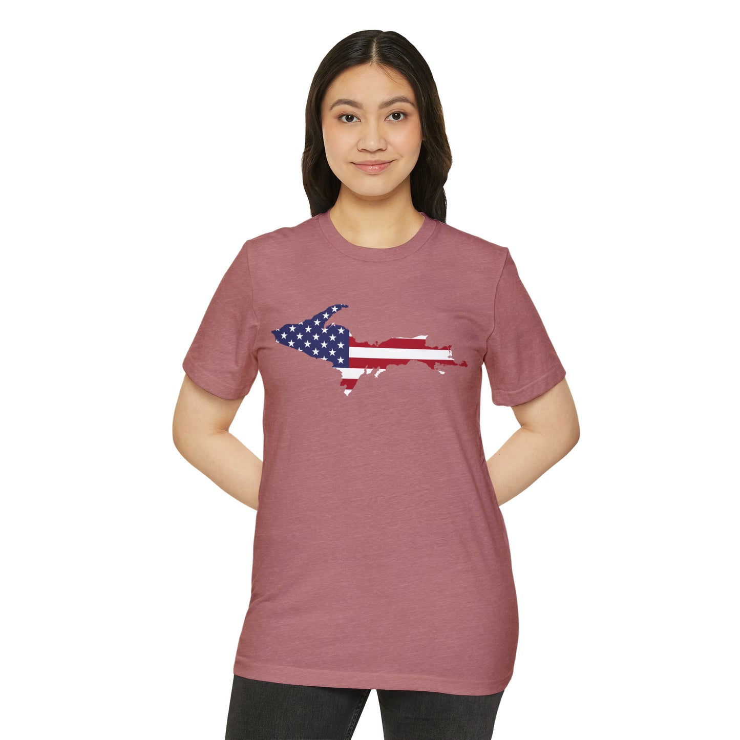 Michigan Upper Peninsula T-Shirt (w/ UP USA Flag) | Unisex Recycled Organic