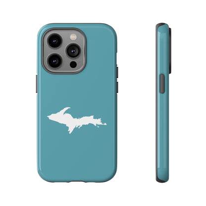 Michigan Upper Peninsula Tough Phone Case (Lake Huron Blue w/ UP Outline) | Apple iPhone