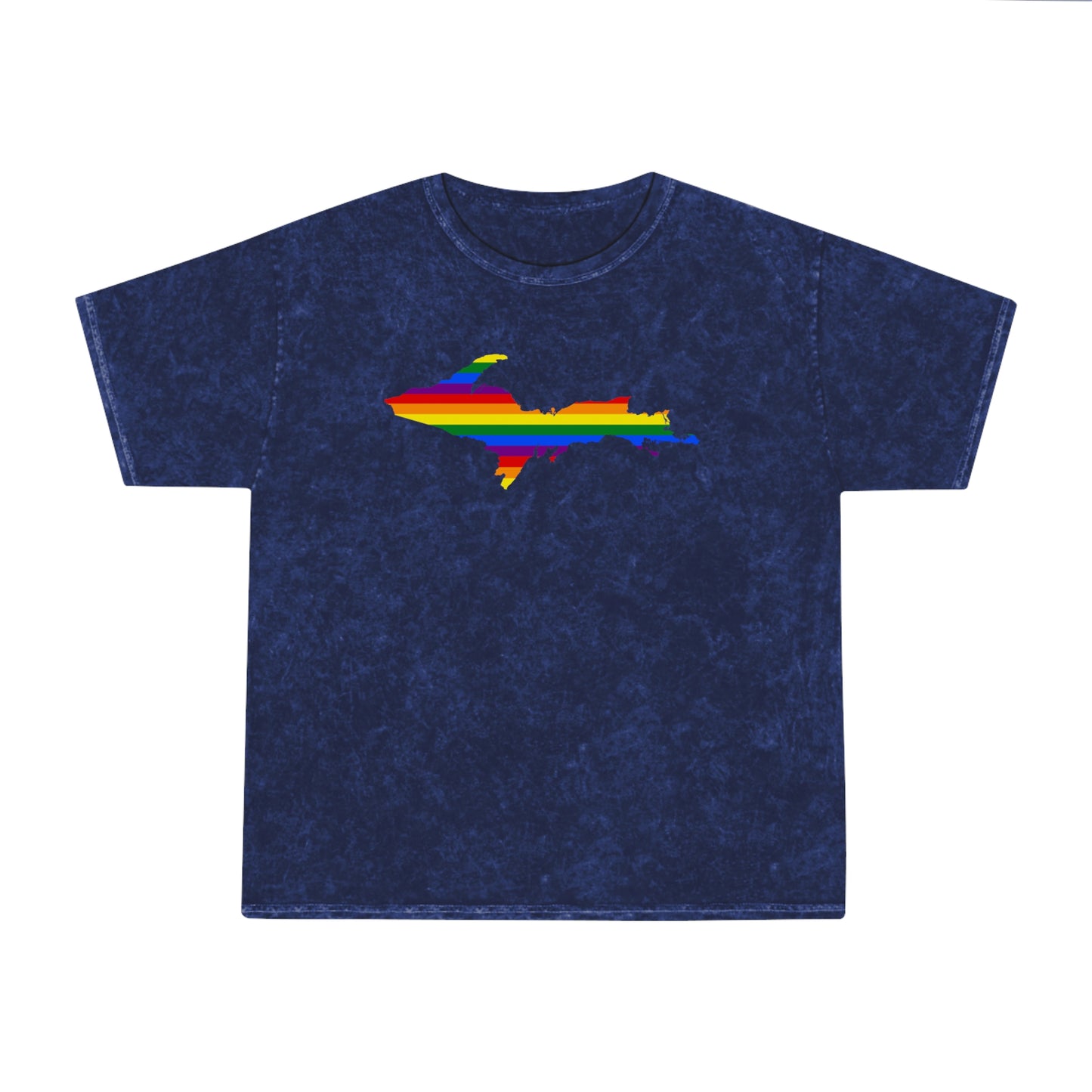 Michigan Upper Peninsula T-Shirt (w/ UP Rainbow Pride Flag) | Unisex Mineral Wash