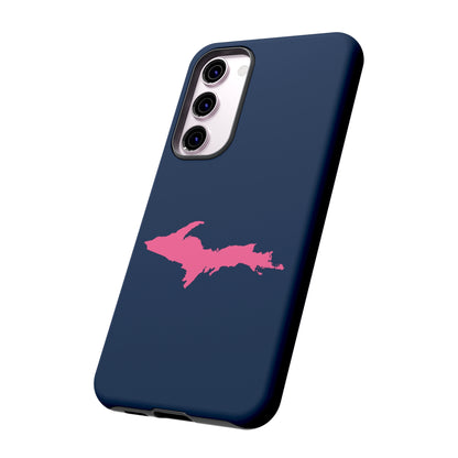 Michigan Upper Peninsula Tough Phone Case (Navy w/ Pink UP Outline) | Samsung & Pixel Android