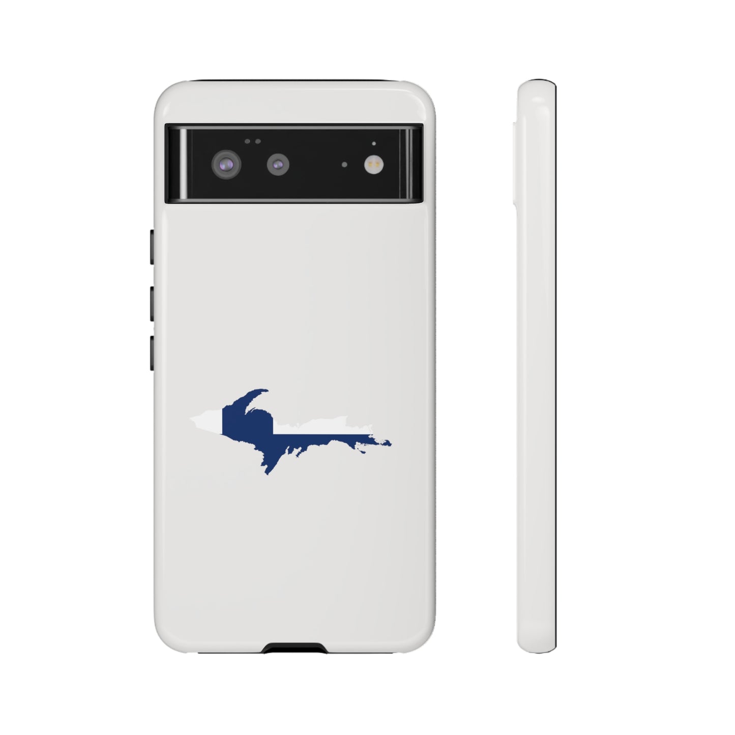 Michigan Upper Peninsula Tough Phone Case (Birch Bark White w/ UP Finland Flag Outline) | Samsung & Pixel Android