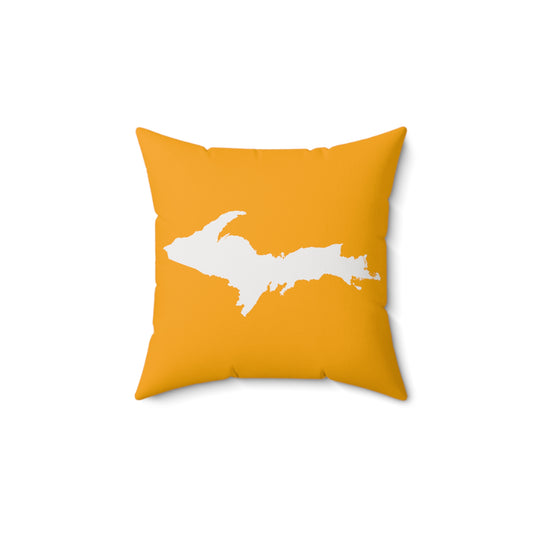 Michigan Upper Peninsula Accent Pillow (w/ UP Outline) | Birch Leaf Orange