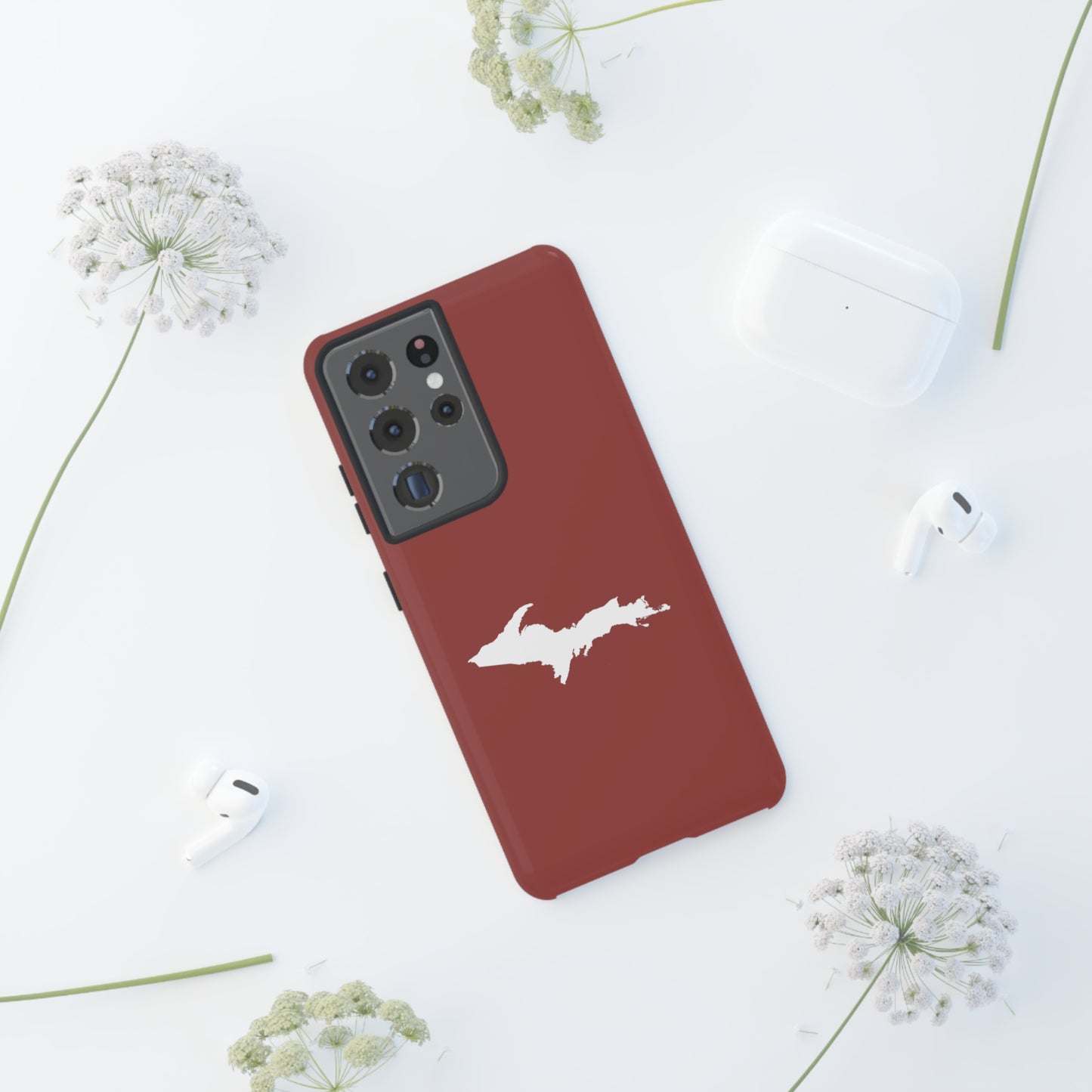 Michigan Upper Peninsula Tough Phone Case (Ore Dock Red w/ UP Outline) | Samsung & Pixel Android