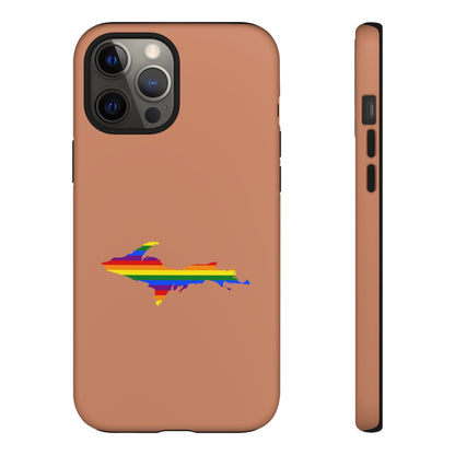 Michigan Upper Peninsula Tough Phone Case (Copper Color w/ UP Pride Flag Outline) | Apple iPhone