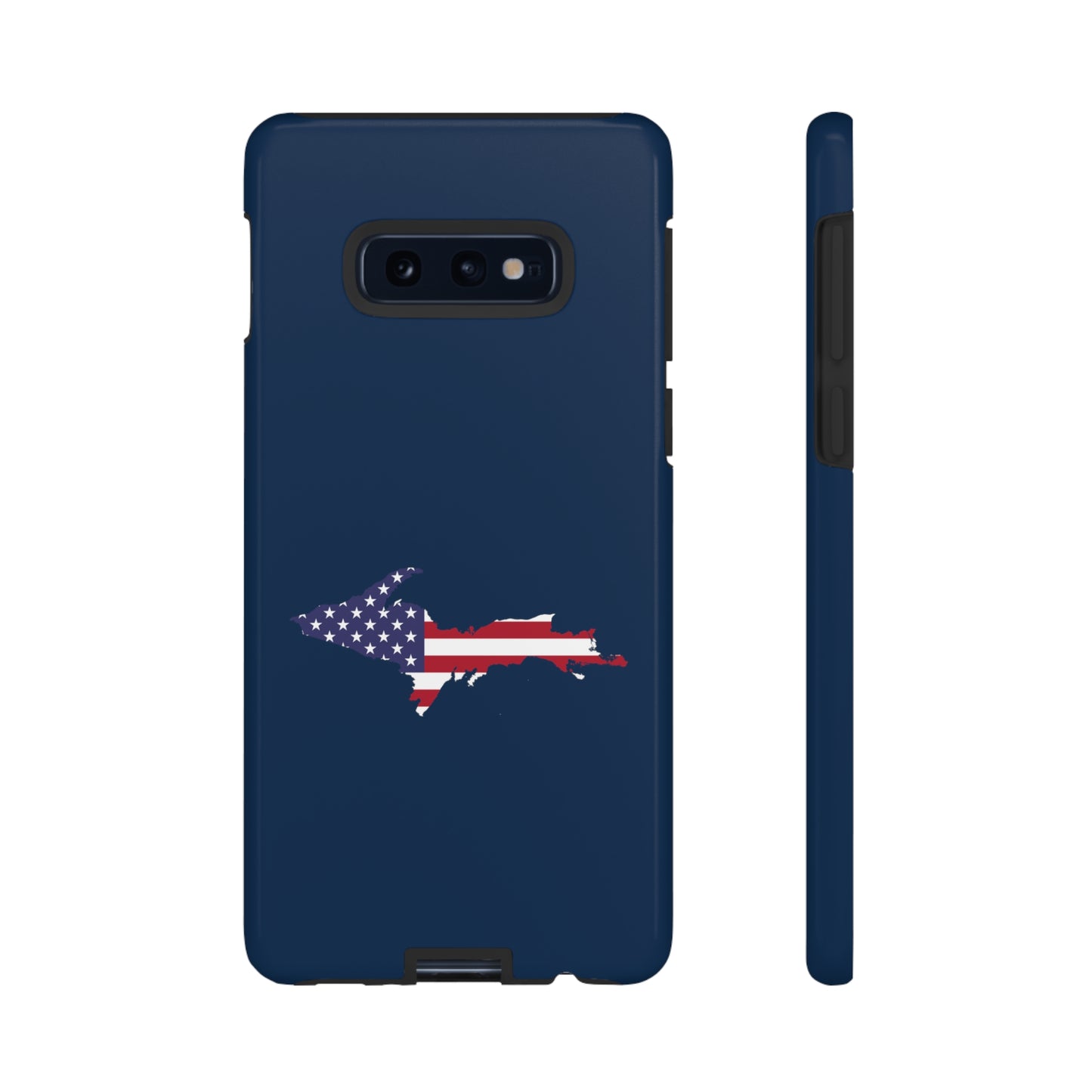 Michigan Upper Peninsula Tough Phone Case (Navy w/ UP USA Flag Outline) | Samsung & Pixel Android