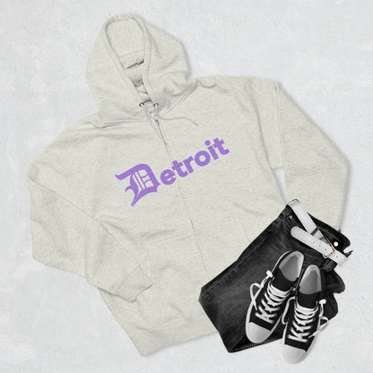 'Detroit' Hoodie (Lavender w/ Old English 'D') | Unisex Full Zip