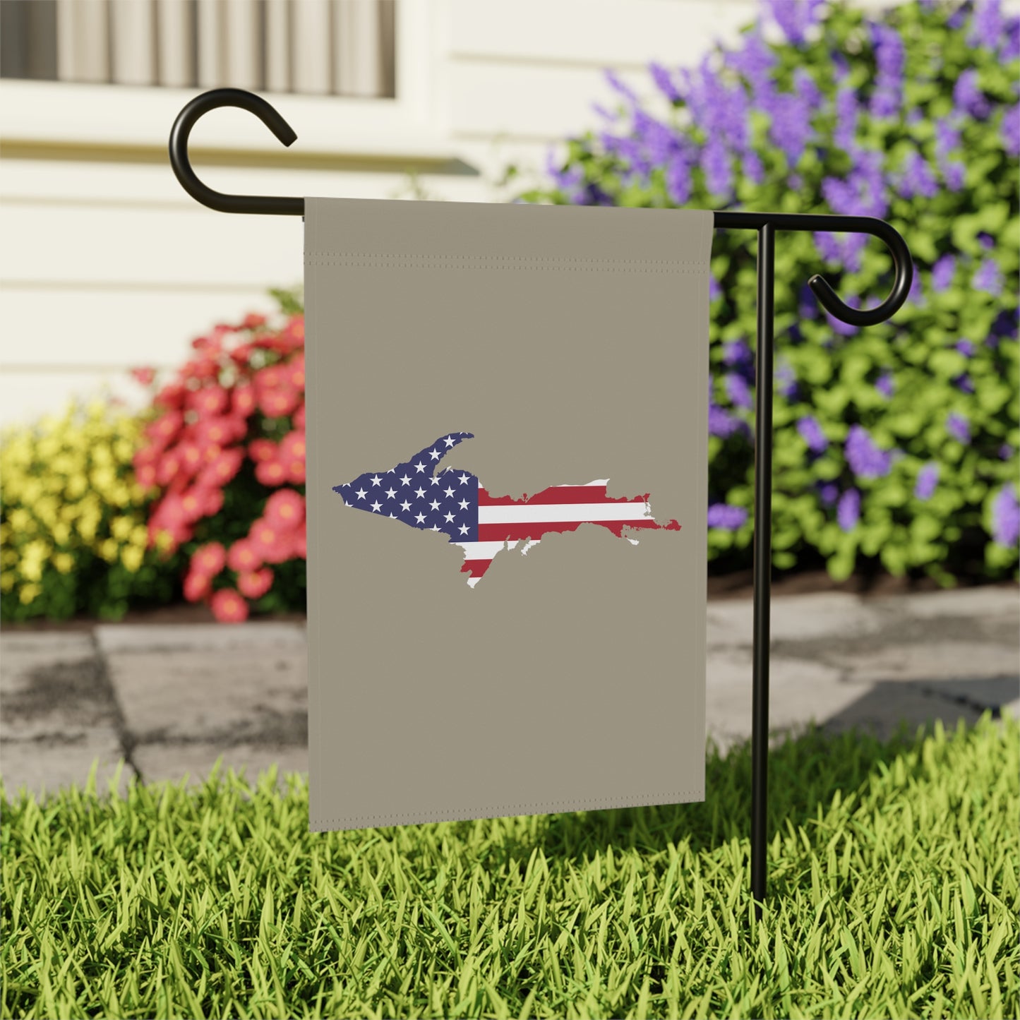 Michigan Upper Peninsula Home & Garden Flag (w/ UP USA Flag) | Petoskey Stone Beige