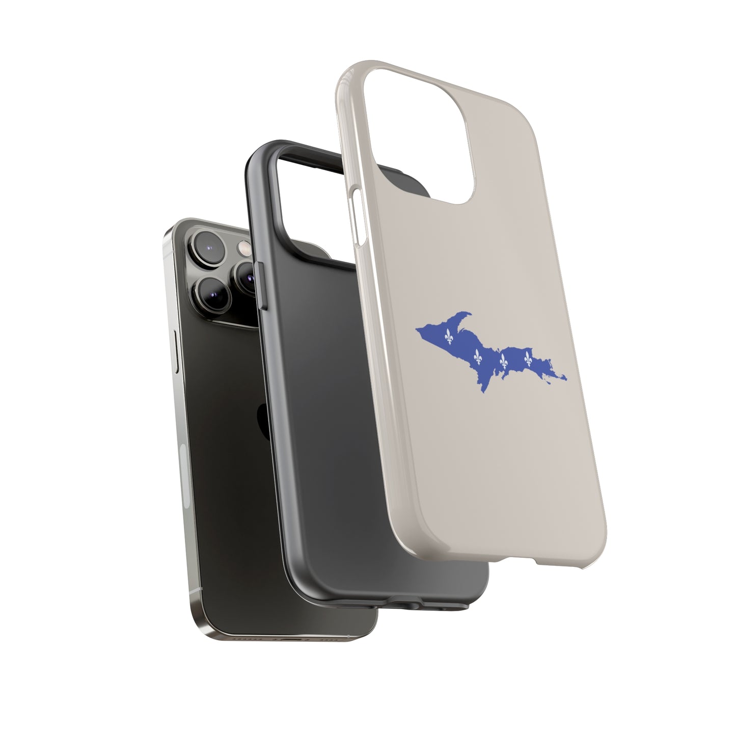 Michigan Upper Peninsula Tough Phone Case (Canvas Color w/ UP Quebec Flag Outline) | Apple iPhone