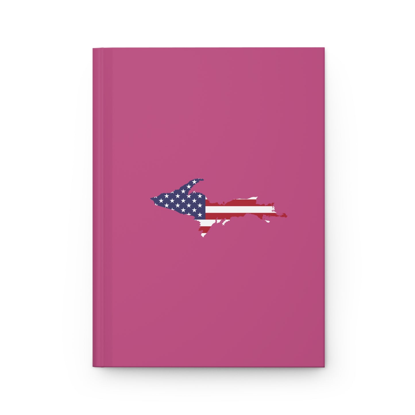 Michigan Upper Peninsula Hardcover Journal (w/ UP USA Flag) | Ruled - Apple Blossom Pink