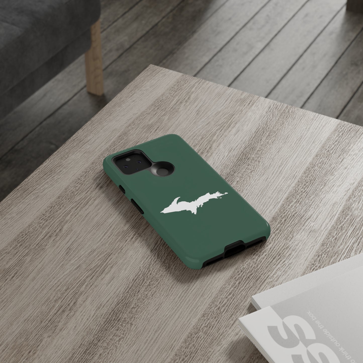 Michigan Upper Peninsula Tough Phone Case (Ginger Ale Green w/ UP Outline) | Samsung & Pixel Android