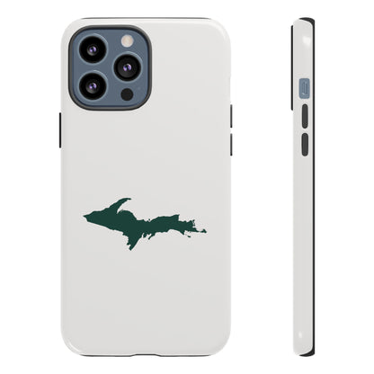 Michigan Upper Peninsula Tough Phone Case (Birch Bark White w/ Green UP Outline) | Apple iPhone