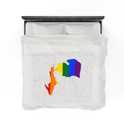 Michigan Plush Blanket (w/ MI Pride Flag Outline) | Birch Bark White