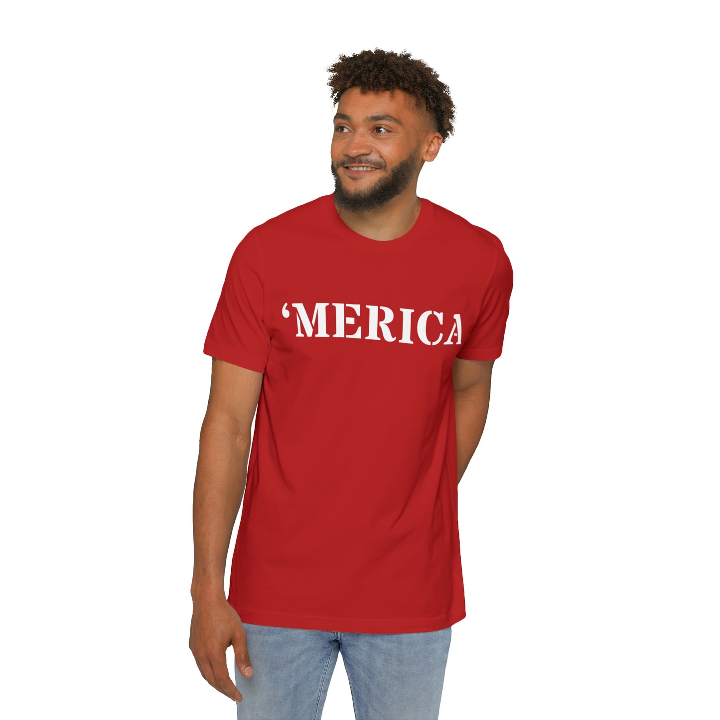 'Merica' T-Shirt (Army Stencil Font) | Made in USA