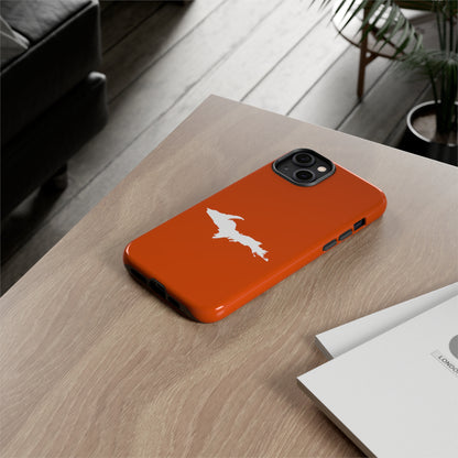 Michigan Upper Peninsula Tough Phone Case (Maple Leaf Orange w/ UP Outline) | Apple iPhone