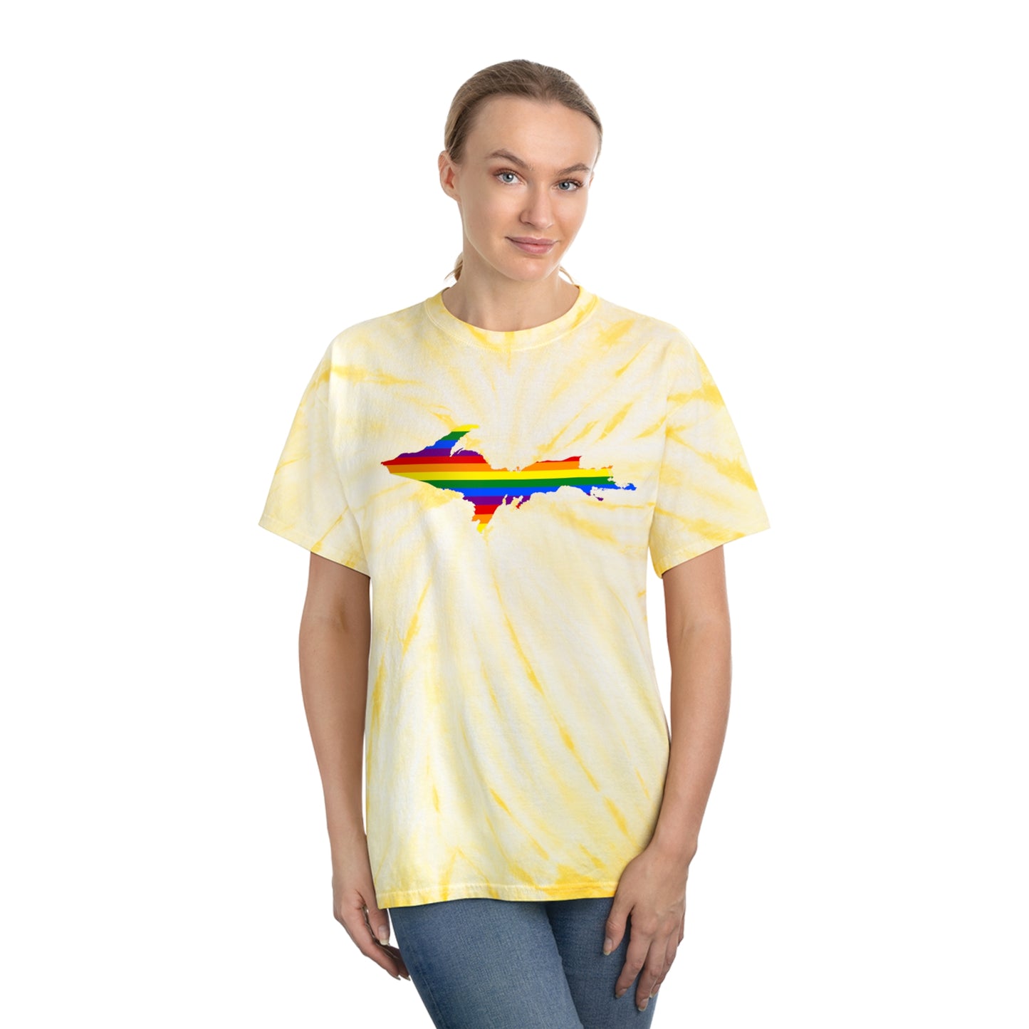 Michigan Upper Peninsula Tie-Dye T-Shirt (w/ UP Pride Flag) | Unisex Cyclone