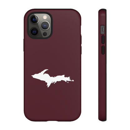 Michigan Upper Peninsula Tough Phone Case (Old Mission Burgundy w/ UP Outline) | Apple iPhone