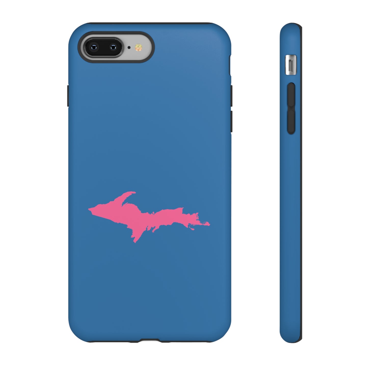 Michigan Upper Peninsula Tough Phone Case (Lake Superior Blue w/ Pink UP Outline) | Apple iPhone