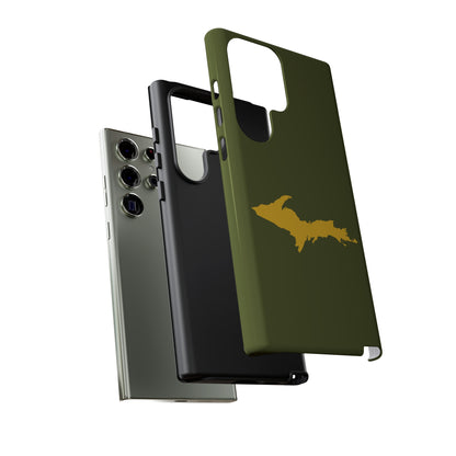 Michigan Upper Peninsula Tough Phone Case (Army Green w/ Gold UP Outline) | Samsung & Pixel Android