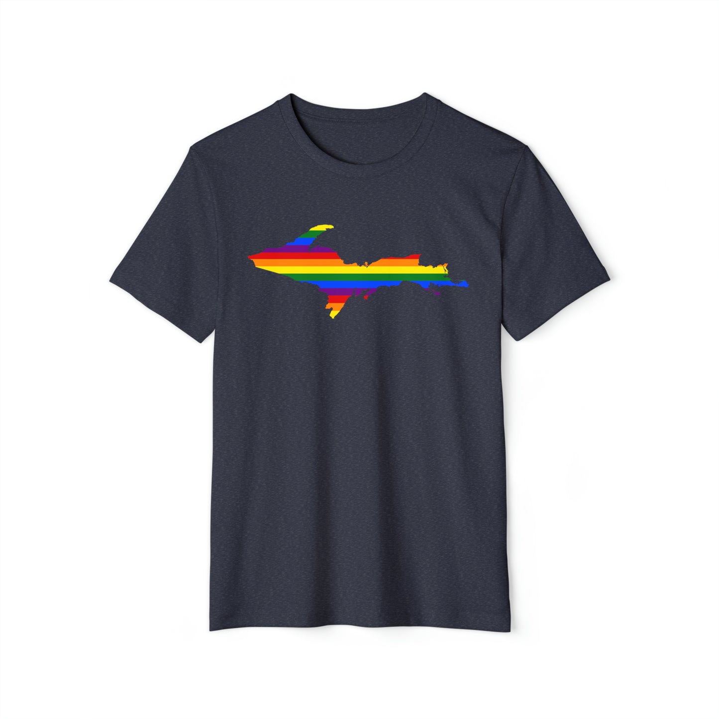 Michigan Upper Peninsula T-Shirt (w/ UP Rainbow Pride Flag) | Unisex Recycled Organic