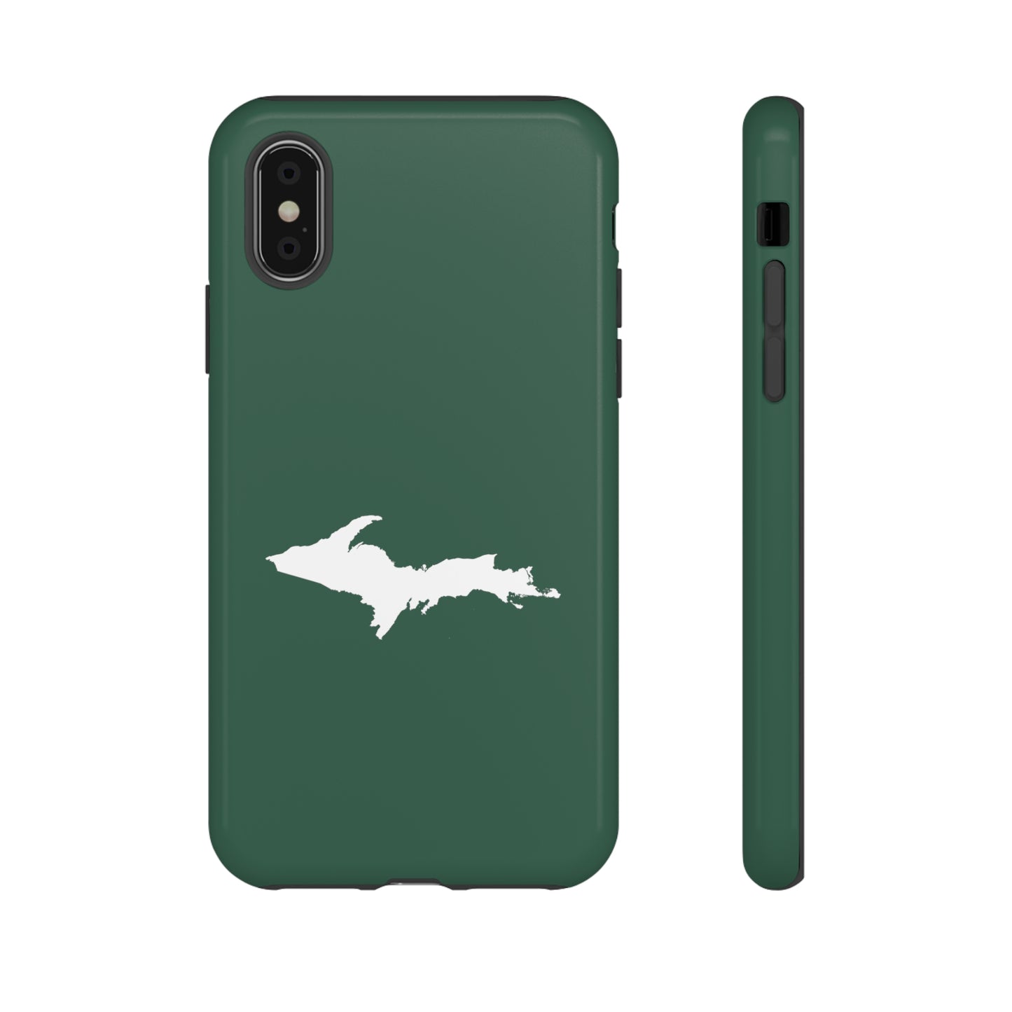 Michigan Upper Peninsula Tough Phone Case (Ginger Ale Green w/ UP Outline) | Apple iPhone