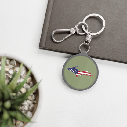 Michigan Upper Peninsula Keyring (w/ UP USA Flag) | Beachgrass Green