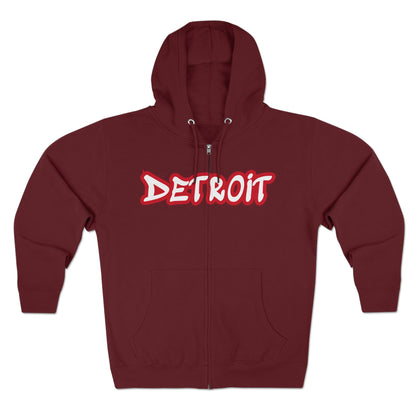 'Detroit' Hoodie (Aliform Red Tag Font) | Unisex Full Zip