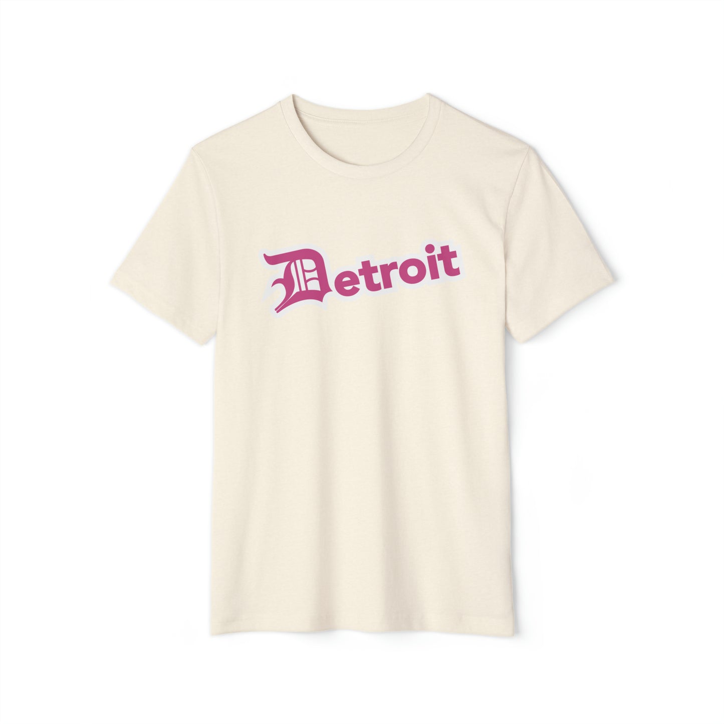 'Detroit' T-Shirt (Apple Blossom Pink Old English 'D') | Unisex Recycled Organic