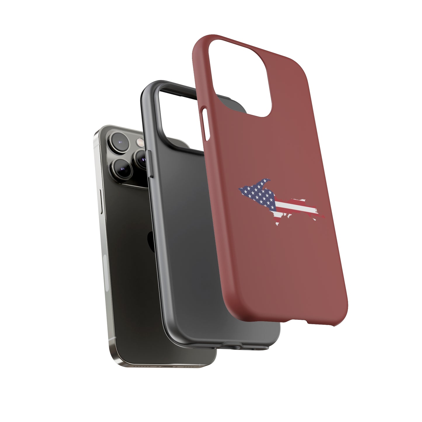 Michigan Upper Peninsula Tough Phone Case (Ore Dock Red w/ UP USA Flag Outline) | Apple iPhone