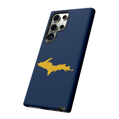 Michigan Upper Peninsula Tough Phone Case (Navy w/ Gold UP Outline) | Samsung & Pixel Android