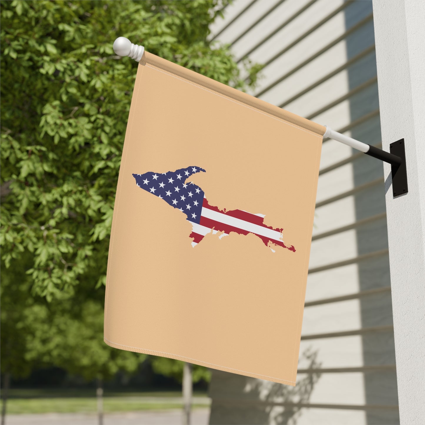 Michigan Upper Peninsula Home & Garden Flag (w/ UP USA Flag) | Pale Apricot