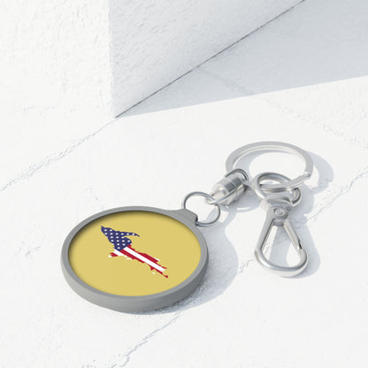 Michigan Upper Peninsula Keyring (w/ UP USA Flag) | Plum Yellow