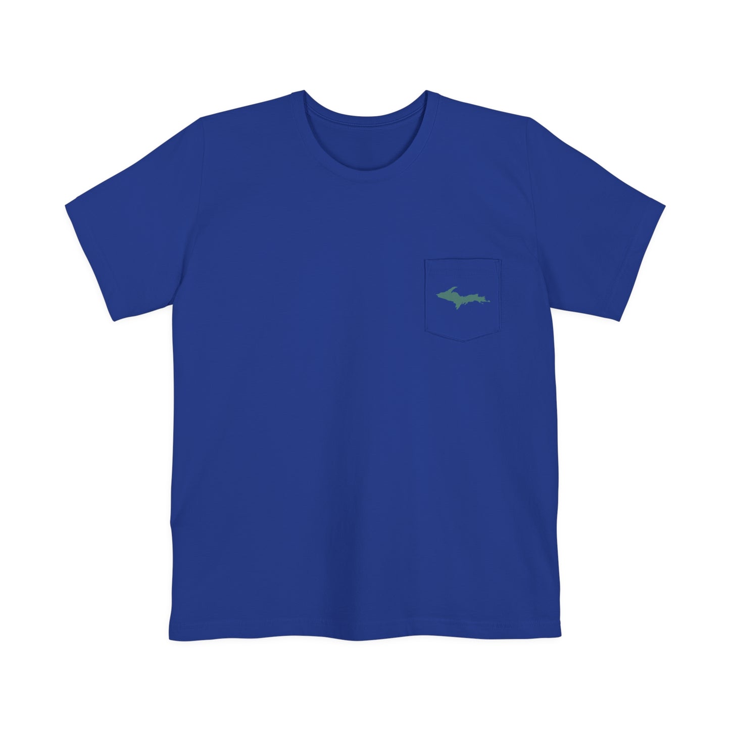 Michigan Upper Peninsula Pocket T-Shirt (w/ Copper Green UP Outline) | Unisex Standard