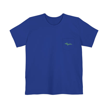Michigan Upper Peninsula Pocket T-Shirt (w/ Copper Green UP Outline) | Unisex Standard