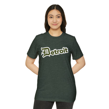 Detroit' T-Shirt (Army Green Old English 'D') | Unisex Recycled Organic