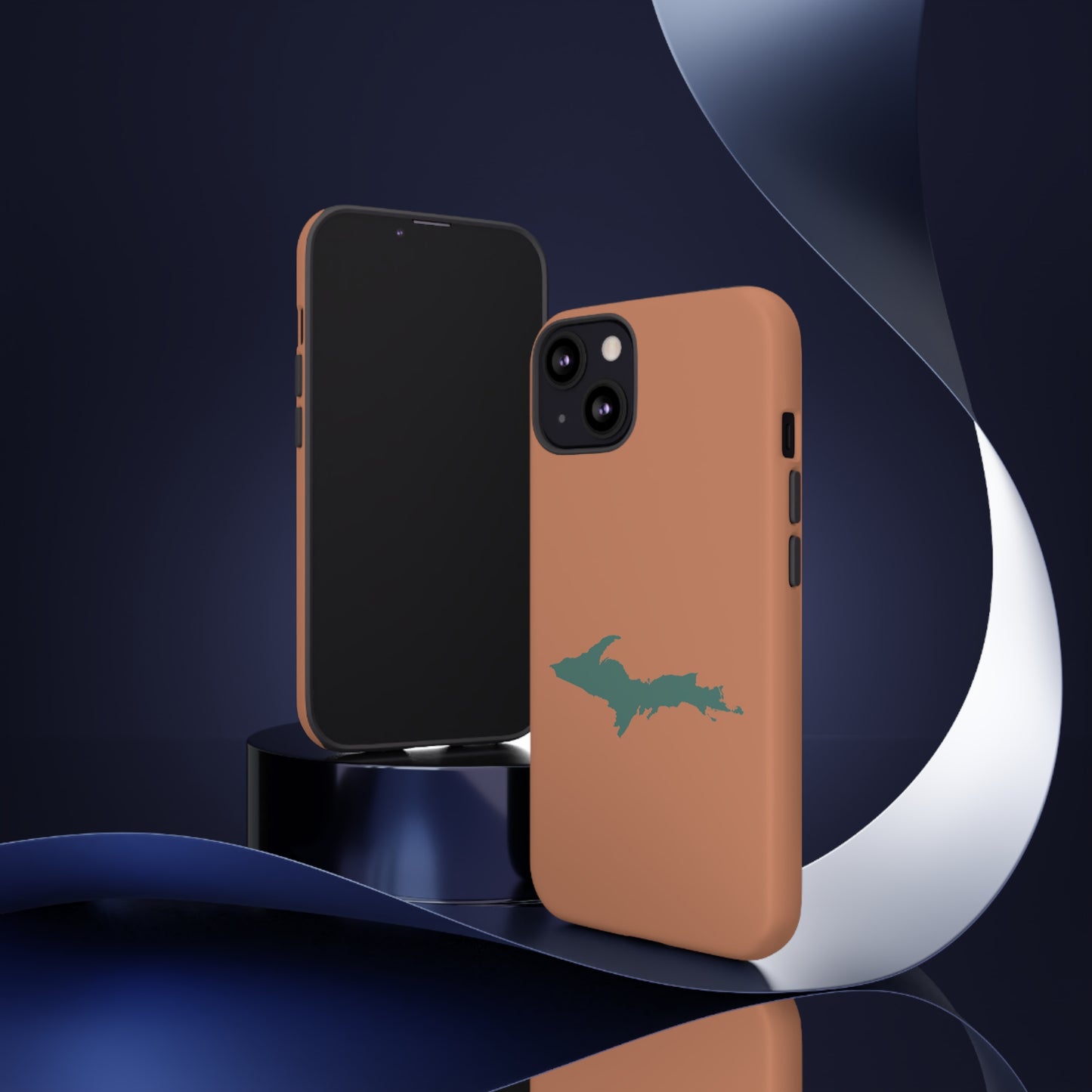 Michigan Upper Peninsula Tough Phone Case (Copper Color w/ Copper Green UP Outline) | Apple iPhone