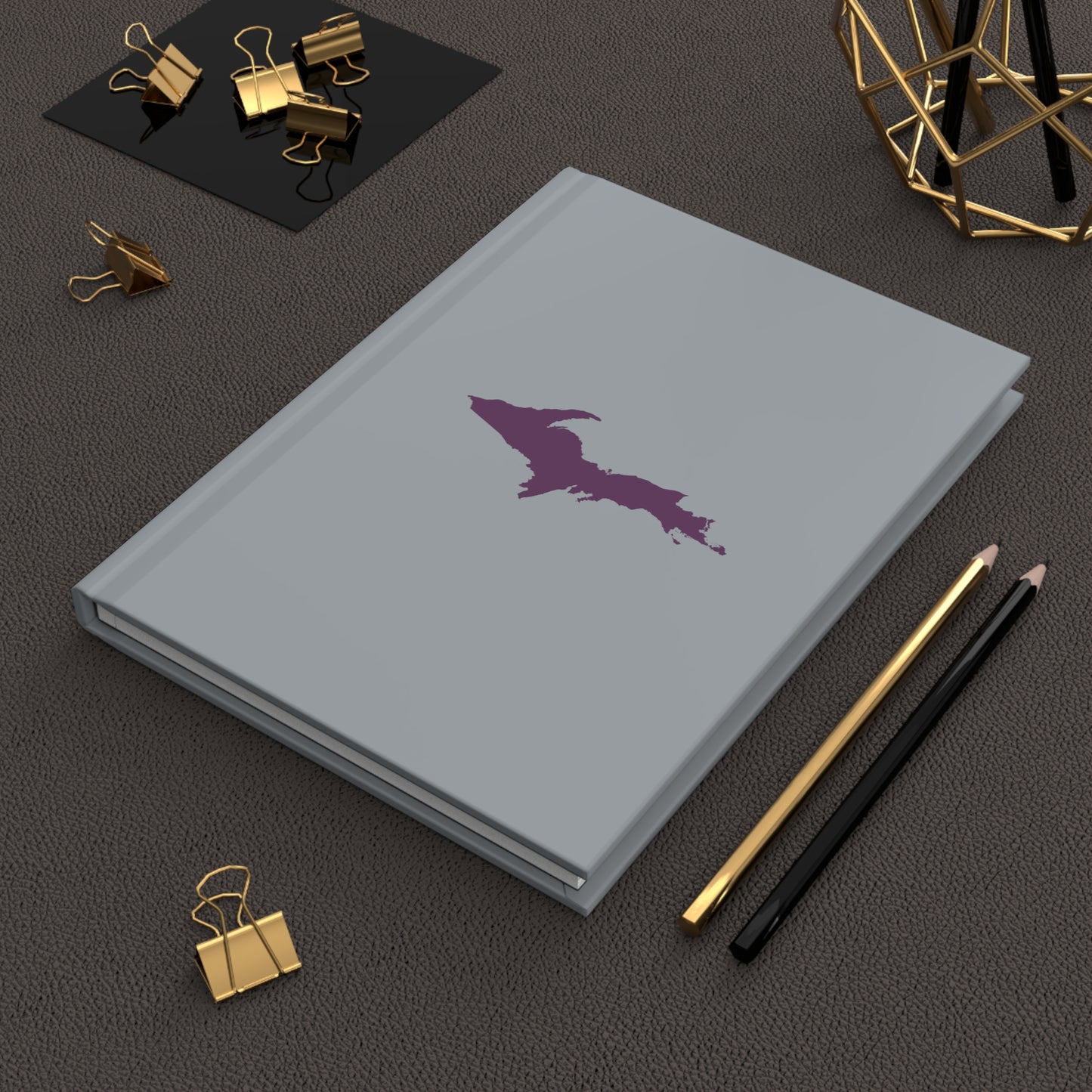 Michigan Upper Peninsula Hardcover Journal (Silver w/ Plum Outline) | Ruled - 150pgs