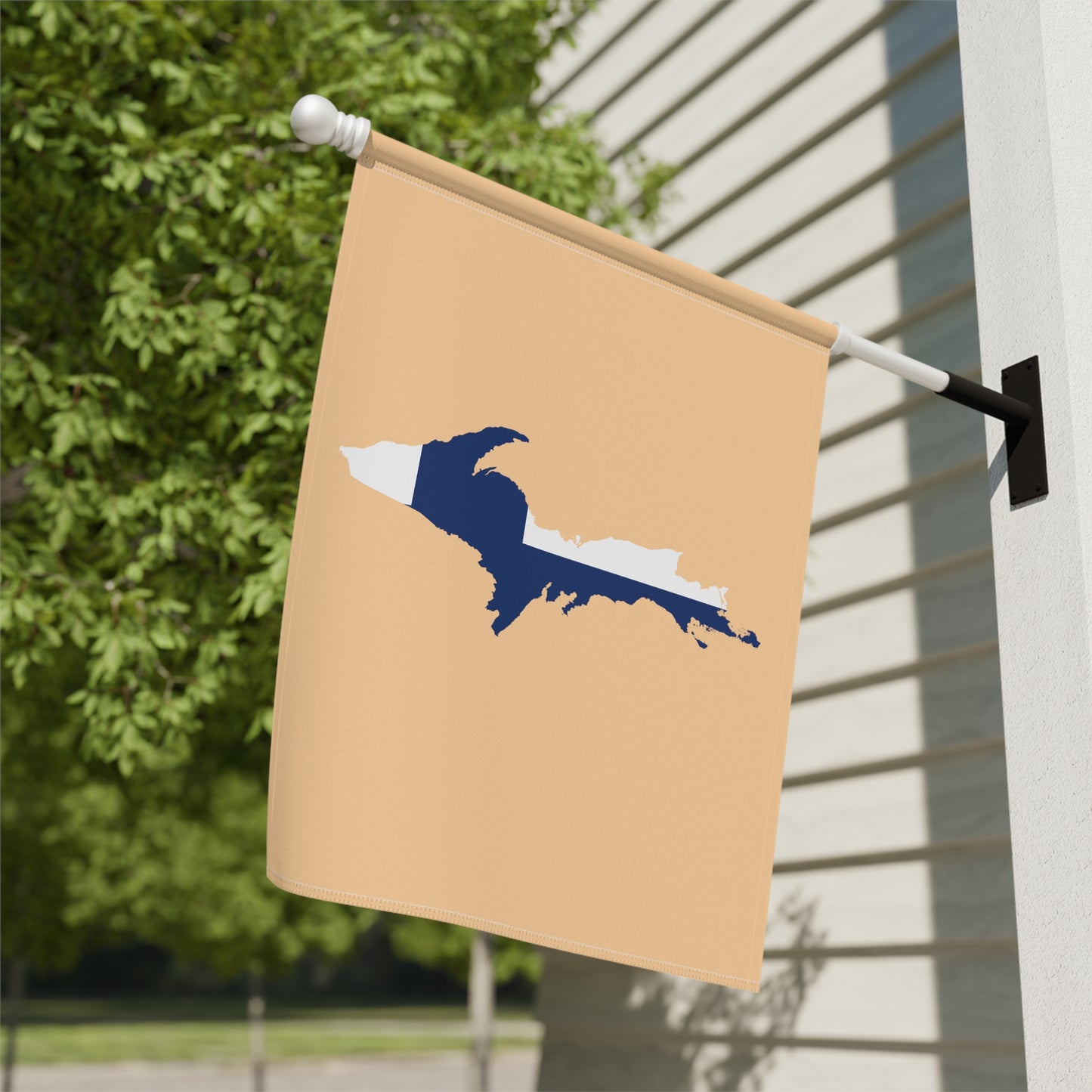 Michigan Upper Peninsula Home & Garden Flag (w/ UP Finland Flag) | Pale Apricot