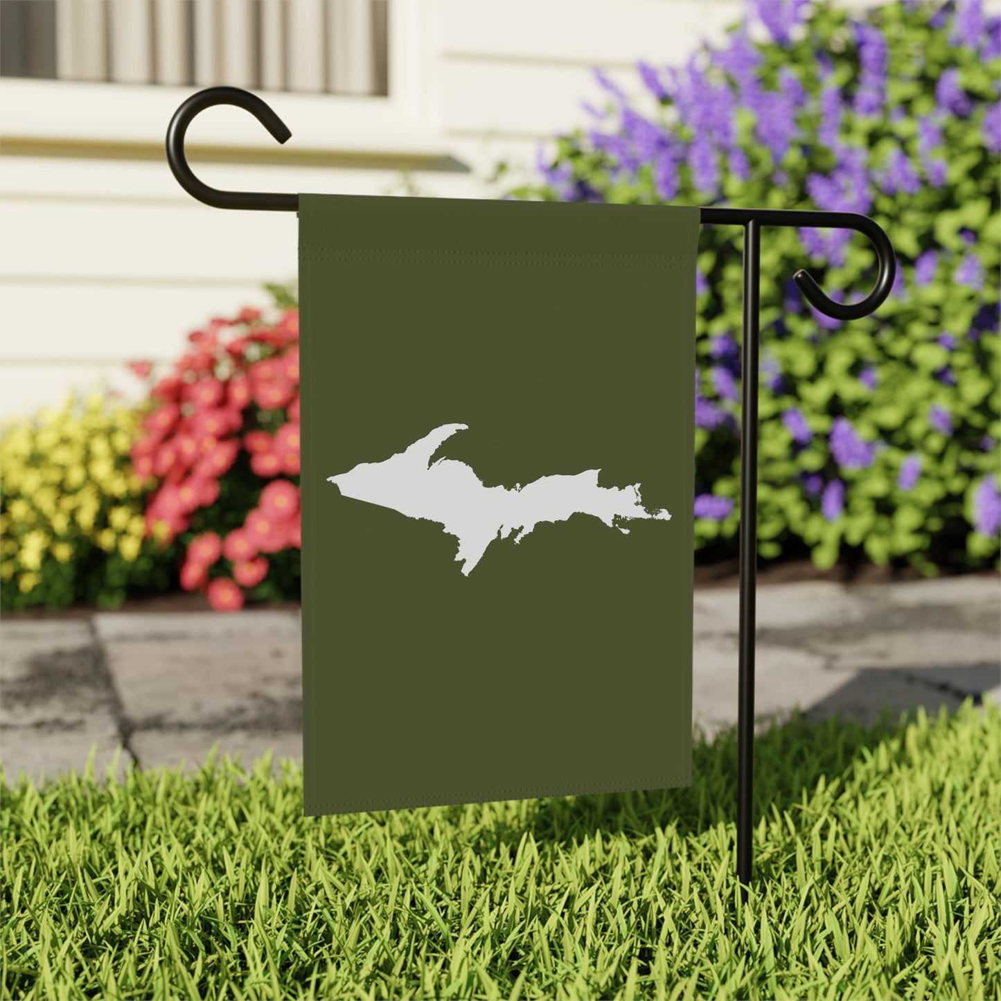 Michigan Upper Peninsula Home & Garden Flag (w/ UP Outline) | Army Green