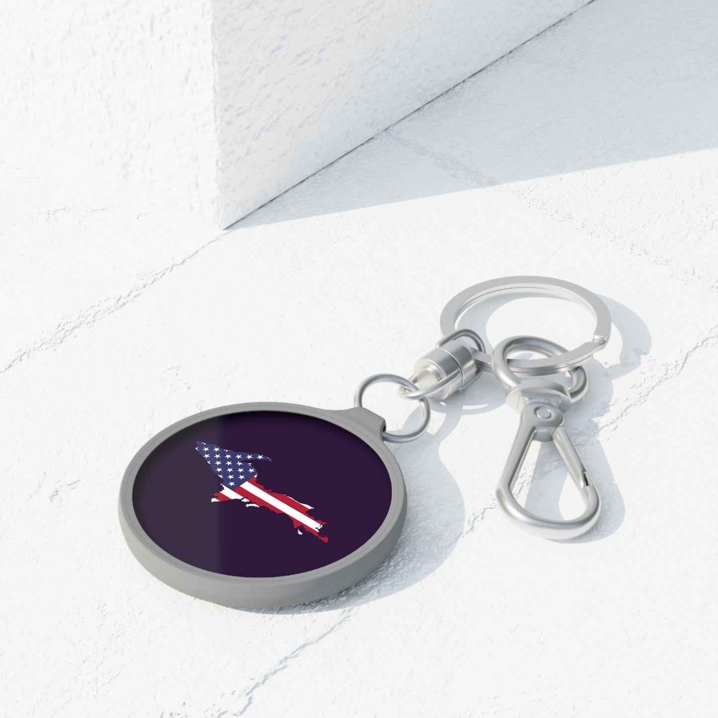 Michigan Upper Peninsula Keyring (w/ UP USA Flag) | Blackcurrant