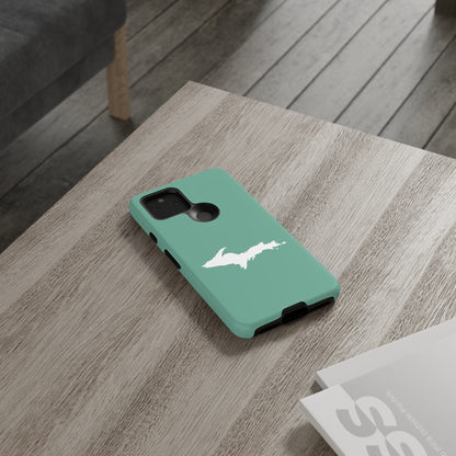 Michigan Upper Peninsula Tough Phone Case ('64 Metallic Mint Green w/ UP Outline) | Samsung & Pixel Android