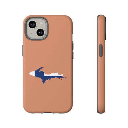 Michigan Upper Peninsula Tough Phone Case (Copper Color w/ UP Finland Flag Outline) | Apple iPhone