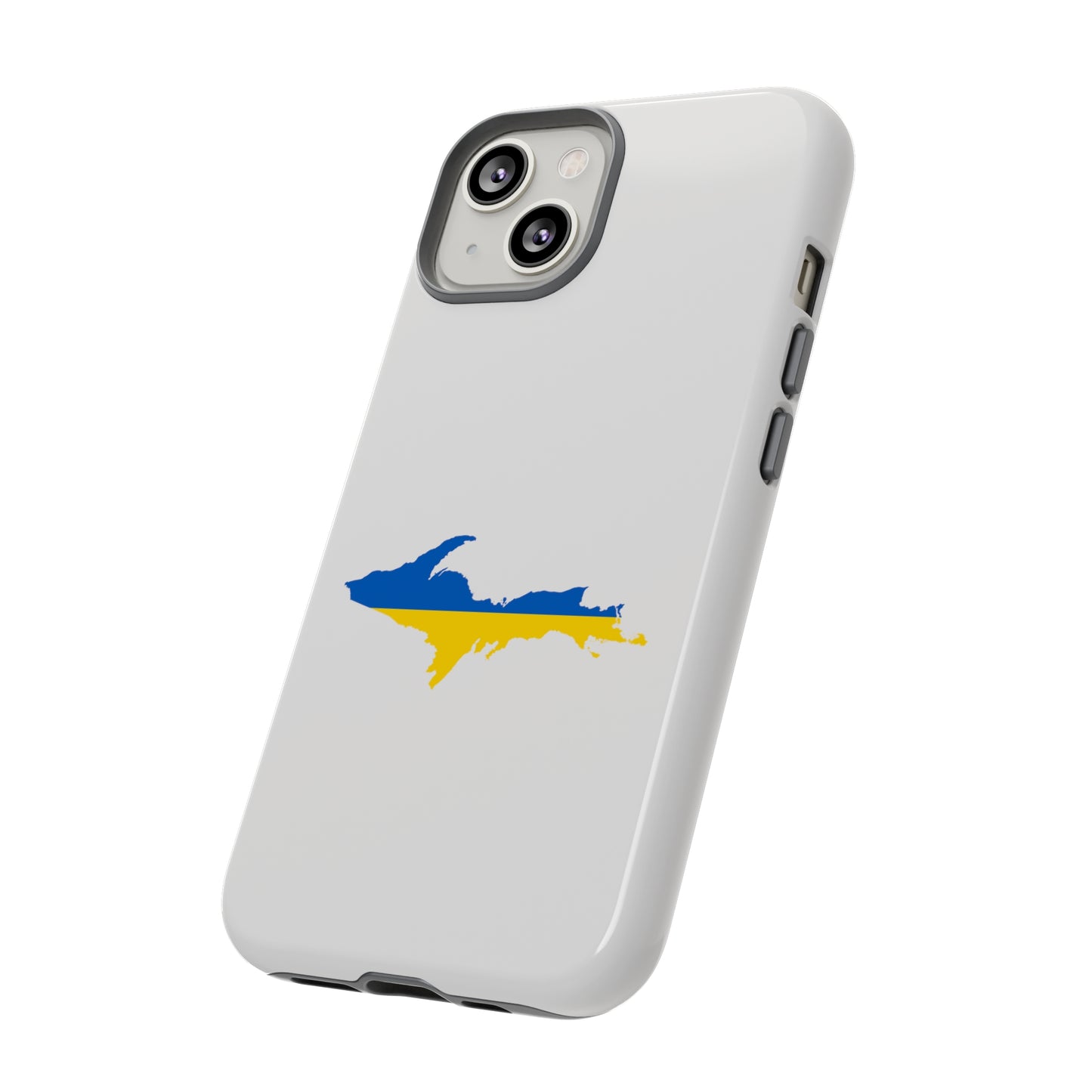 Michigan Upper Peninsula Tough Phone Case (Birch Bark White w/ UP Ukraine Flag Outline) | Apple iPhone