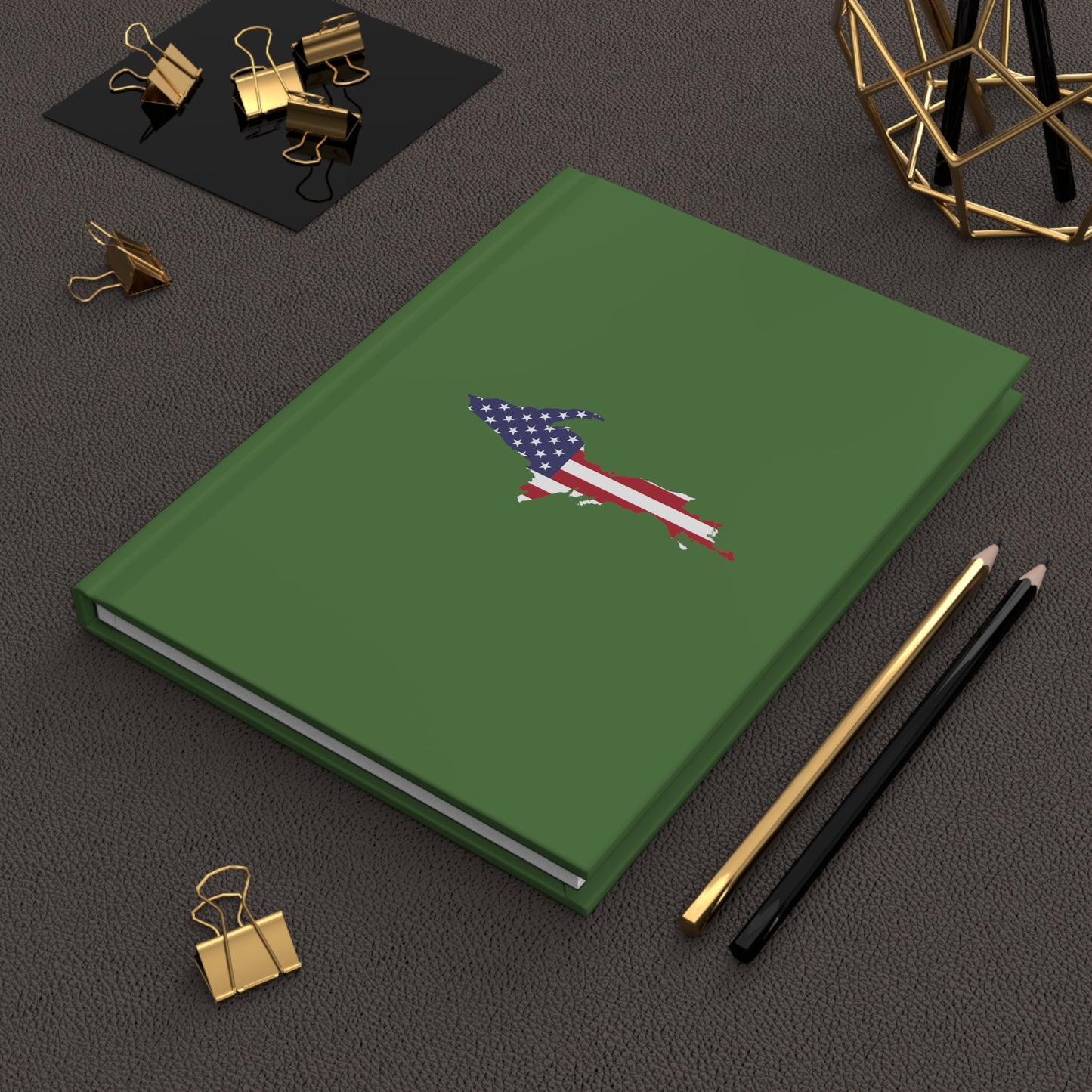 Michigan Upper Peninsula Hardcover Journal (w/ UP USA Flag) | Ruled - Pine Green