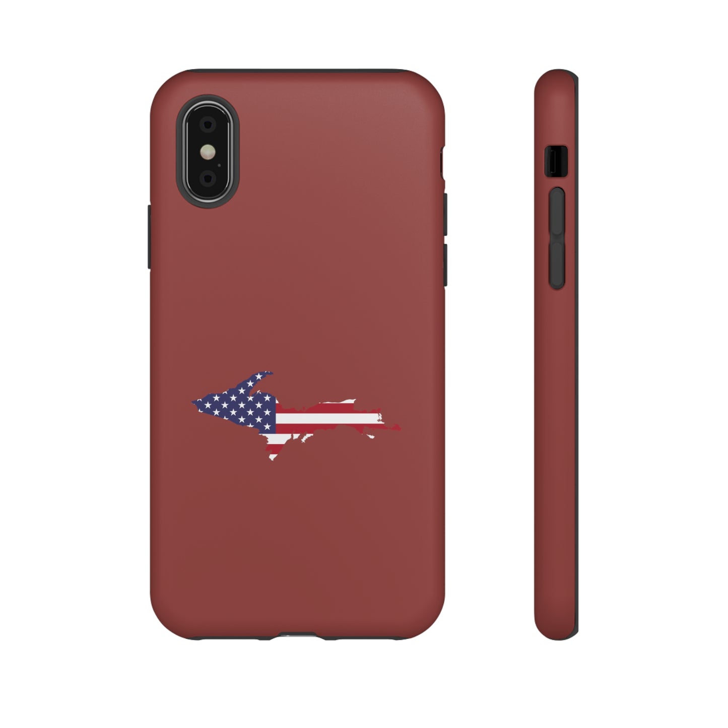 Michigan Upper Peninsula Tough Phone Case (Ore Dock Red w/ UP USA Flag Outline) | Apple iPhone