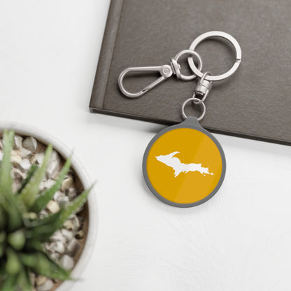 Michigan Upper Peninsula Keyring (w/ UP Outline) | Gold