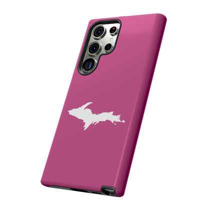 Michigan Upper Peninsula Tough Phone Case (Apple Blossom Pink w/ UP Outline) | Samsung & Pixel Android