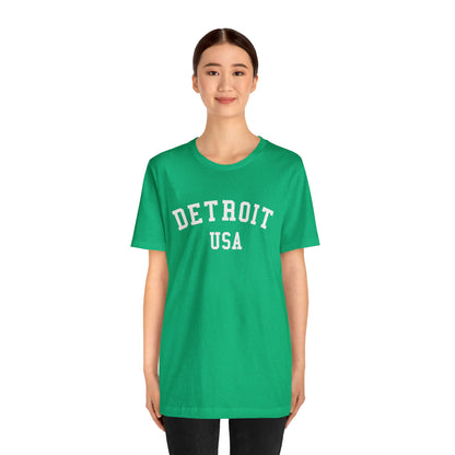 'Detroit USA' T-Shirt (Collegiate Font) | Unisex Standard