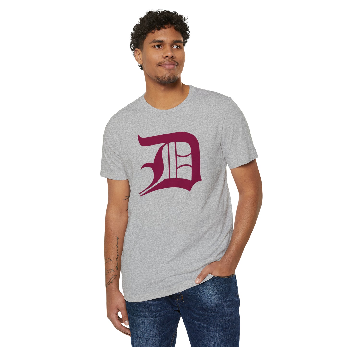 Detroit 'Old English D' T-Shirt (Ruby Red) | Unisex Recycled Organic